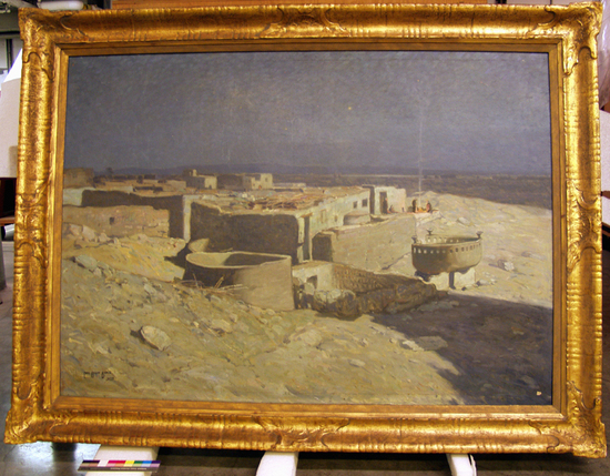 Hearst Museum object titled Painting, accession number 17-197, described as Luxor, an Egyptian village.