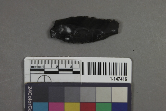 Hearst Museum object titled Projectile point, accession number 1-147416, described as obsidian projectile point