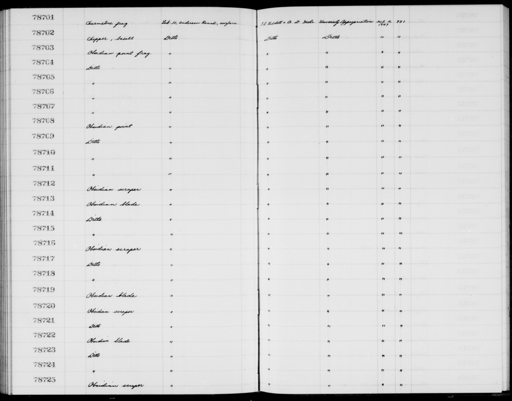 Documentation associated with Hearst Museum object titled Point fragment, accession number 1-78707, described as Obsidian.