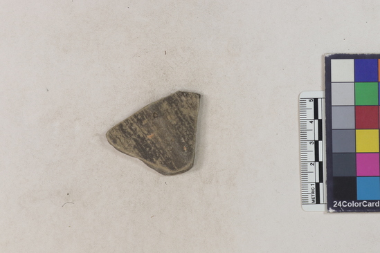 Hearst Museum object 1 of 2 titled Potsherd, accession number 16-8151, described as Potsherd; body, shoulder.  Section of Manta on beach currently inhabited. Numbers  8111 to 8194 are sherds picked up on beach at low tide.