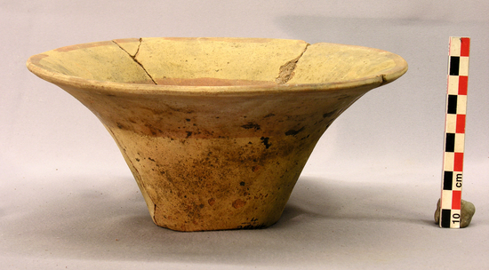 Hearst Museum object titled Bowls, accession number 4-2824a, described as Flat-bottomed flaring bowl; red, with slight design in white