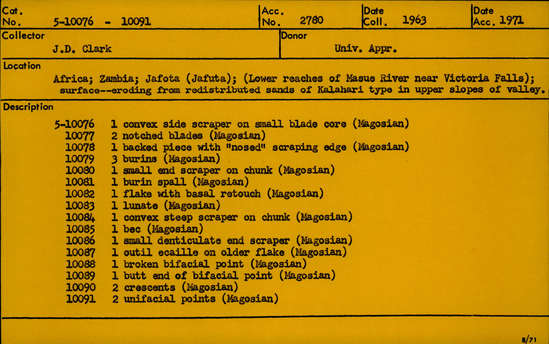 Documentation associated with Hearst Museum object titled Scraper, accession number 5-10084, described as convex steep scraper on chunk