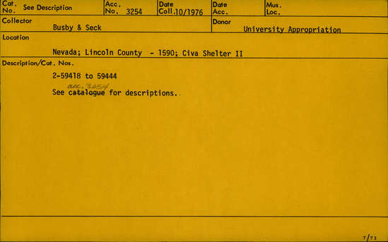 Documentation associated with Hearst Museum object titled Handaxe, accession number 2-59427, described as No description given on catalog card.