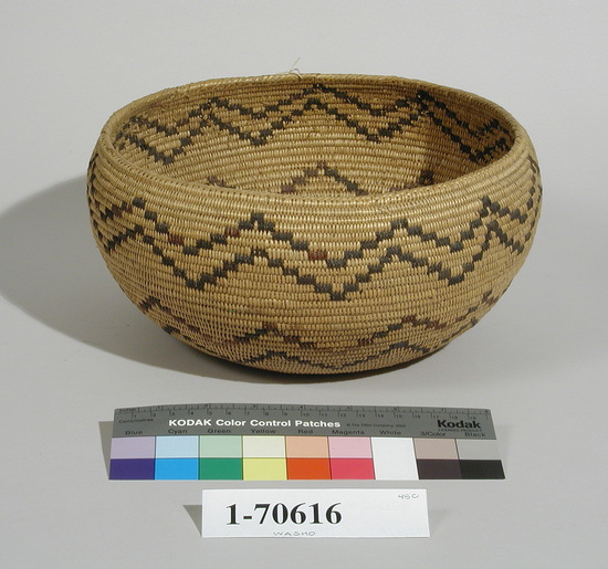 Hearst Museum object titled Bowl basket, accession number 1-70616, described as Coiled, bowl shape.