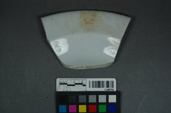 Hearst Museum object titled Ceramic fragment, accession number 1-248794, described as Ceramic bowl rim, fragment(s), refined white earthenware