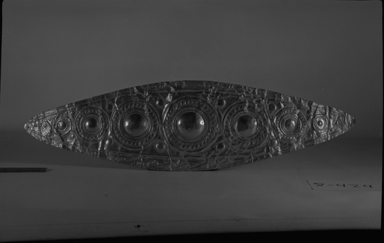 Hearst Museum object titled Belt (reproduction), accession number 8-424, described as Large diadem or sepulcral belt. Reproduction by Emile Gilliéron.