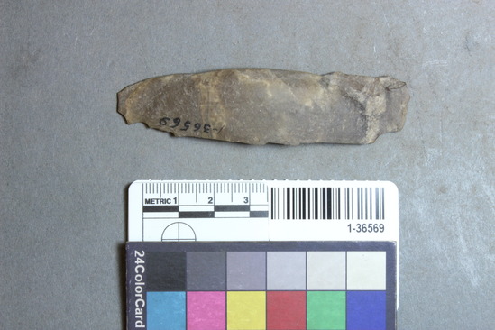 Hearst Museum object titled Knife, accession number 1-36569, described as Flint knife