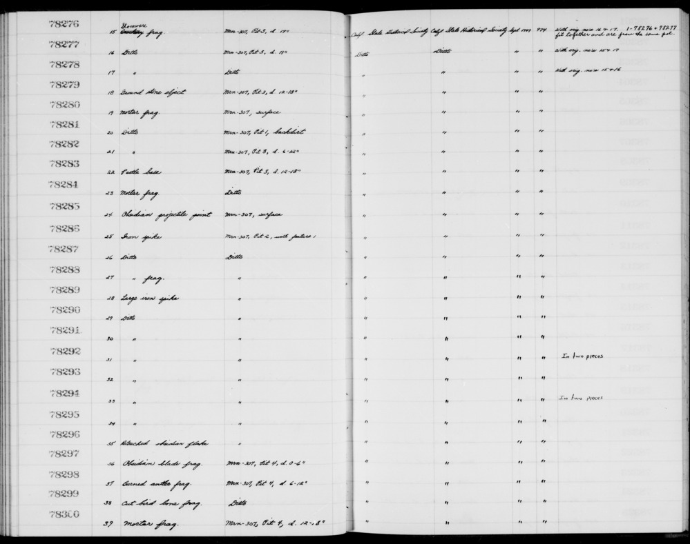 Documentation associated with Hearst Museum object titled Stoneware fragment, accession number 1-78278, described as Stoneware fragment attached to 1-127625