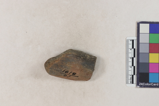 Hearst Museum object 127 of 160 titled Potsherd, accession number 16-8191, described as Potsherd: rims Section of Manta on beach currently inhabited. Numbers  8111 to 8194 are sherds picked up on beach at low tide.