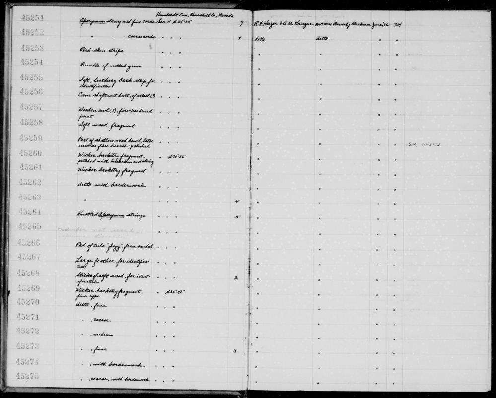 Documentation associated with Hearst Museum object titled Bark, accession number 1-45255, described as Soft, leathery bark strip, for identification.