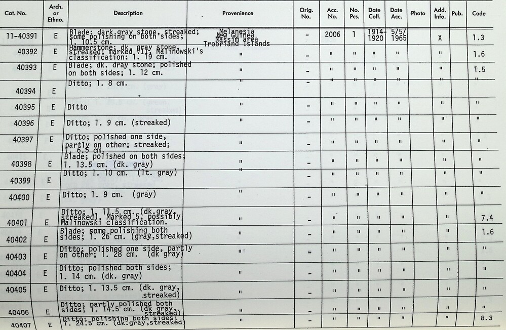 Hearst Museum object 2 of 2 titled Sago adze blade, accession number 11-40399, no description available.