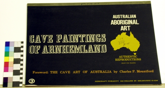 Hearst Museum object 1 of 6 titled Silkscreen, accession number 17-575a-e, described as Album of cave paintings of Arnhemland.