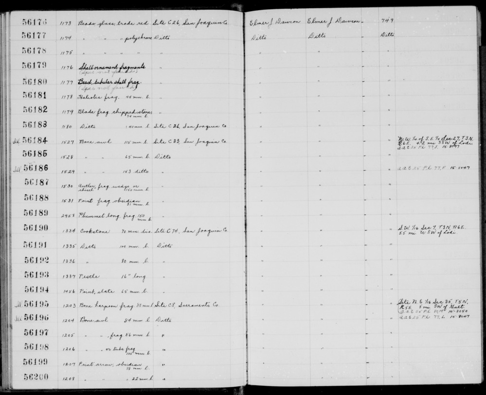 Documentation associated with Hearst Museum object titled Point, accession number 1-56194, described as point, slate; 65mm long