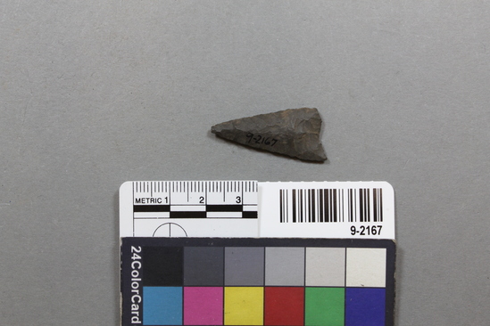 Hearst Museum object titled Point, accession number 9-2167, described as Chipped stone point.