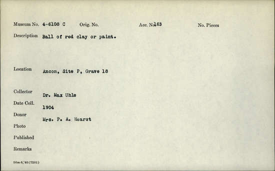 Documentation associated with Hearst Museum object titled Beads, accession number 4-6108c, no description available.