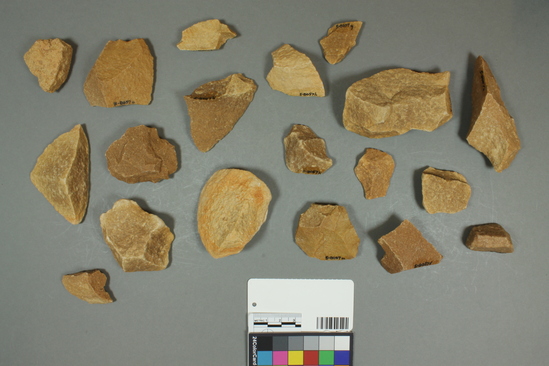 Hearst Museum object titled Chunks, accession number 5-8057, described as waste chunks; L from 1.1 to 7.6cm