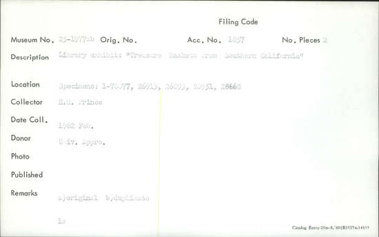 Documentation associated with Hearst Museum object titled Color slide, accession number 25-1977a,b, described as Library Exhibit Case