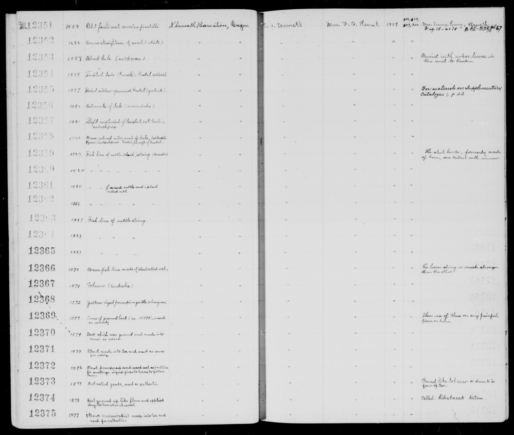 Documentation associated with Hearst Museum object titled Tule, accession number 1-12354, described as Twisted.