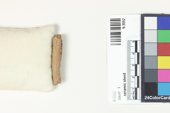 Hearst Museum object titled Potsherd, accession number 9-3552, described as Potsherd, rim fragment