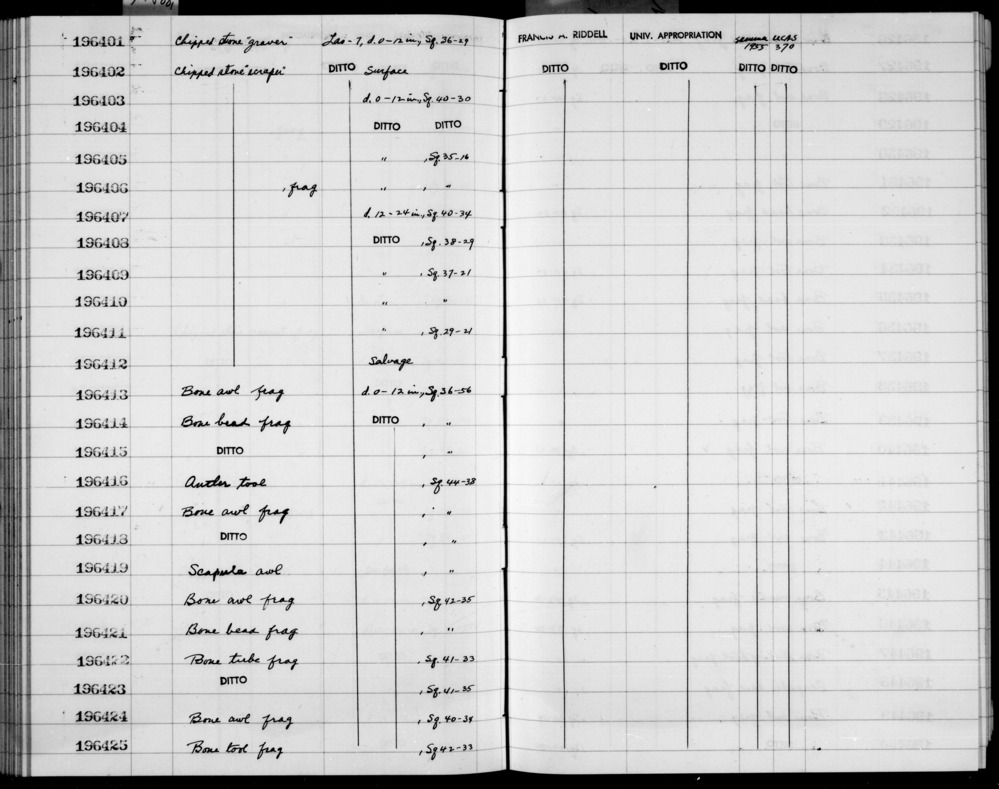 Documentation associated with Hearst Museum object titled Awl fragment, accession number 1-196414, described as Bone bead.