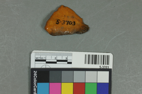 Hearst Museum object titled Flake, accession number 5-3703, described as Water worn chert flake; triangular