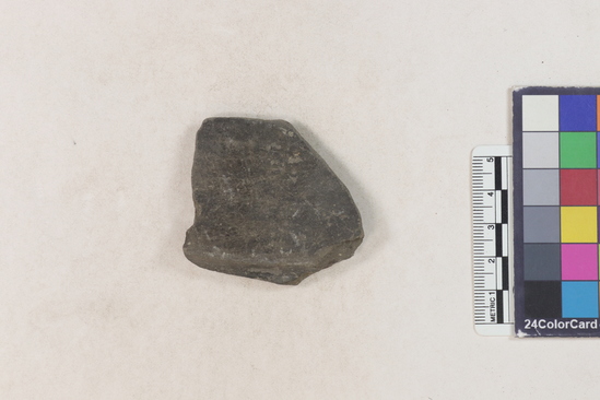 Hearst Museum object titled Potsherd, accession number 16-8159, described as Potsherd; body, ridge forms Section of Manta on beach currently inhabited. Numbers  8111 to 8194 are sherds picked up on beach at low tide.