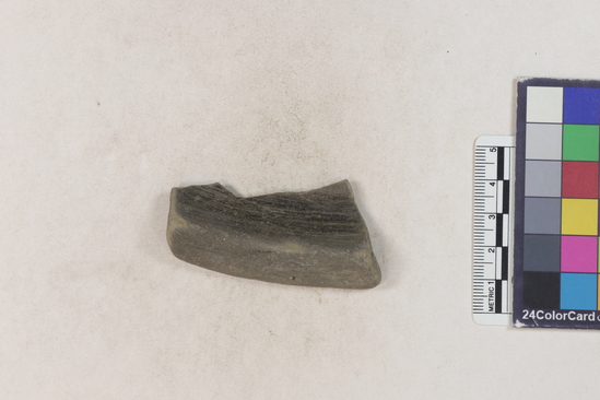 Hearst Museum object 156 of 160 titled Potsherd, accession number 16-8191, described as Potsherd: rims Section of Manta on beach currently inhabited. Numbers  8111 to 8194 are sherds picked up on beach at low tide.