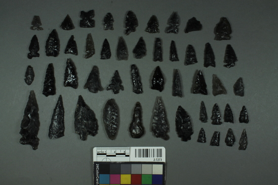 Hearst Museum object titled Projectile point, accession number 2-7273, described as Obsidian arrow points.