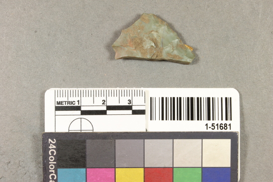 Hearst Museum object titled Projectile point, accession number 1-51681, described as Arrow point fragment, Franciscan chert.