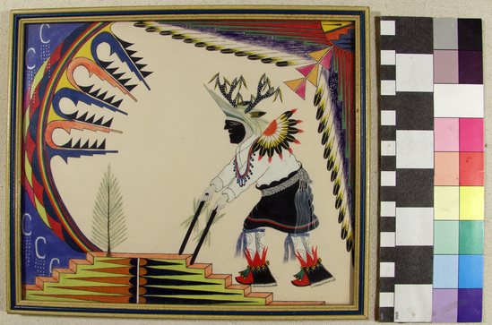 Hearst Museum object titled Painting, accession number 17-364, described as Deer dancer.