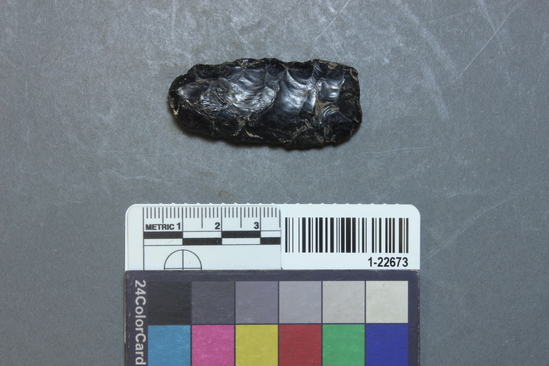 Hearst Museum object titled Knife, accession number 1-22673, described as Obsidian knife