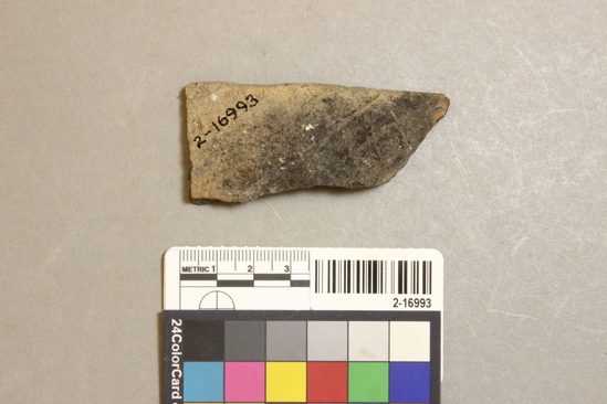 Hearst Museum object titled Potsherd, accession number 2-16993, described as Potsherd; stamped design
