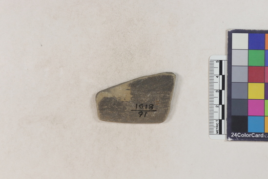 Hearst Museum object 13 of 160 titled Potsherd, accession number 16-8191, described as Potsherd: rims Section of Manta on beach currently inhabited. Numbers  8111 to 8194 are sherds picked up on beach at low tide.