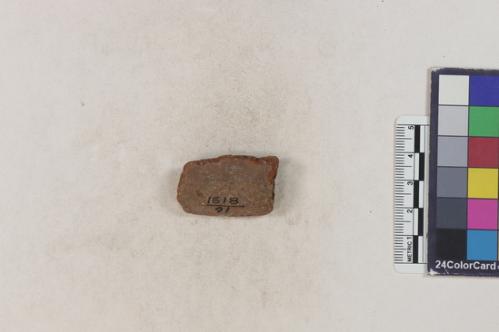 Hearst Museum object 83 of 160 titled Potsherd, accession number 16-8191, described as Potsherd: rims Section of Manta on beach currently inhabited. Numbers  8111 to 8194 are sherds picked up on beach at low tide.