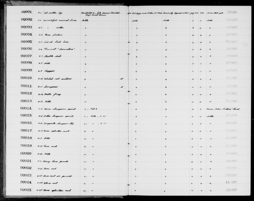 Documentation associated with Hearst Museum object titled Charmstone, accession number 1-90006, described as Pluononet "charmstone", from test pit