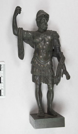 Hearst Museum object 5 of 18 titled Statuette (reproduction), accession number 8-5274, described as Bronze Figurine, Etruscan Warrior