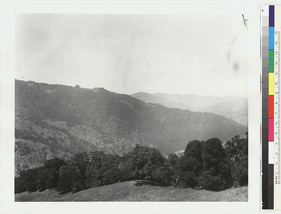 Hearst Museum object titled Black-and-white negative, accession number 15-3282, described as Eel River Valley from Alla Mountains