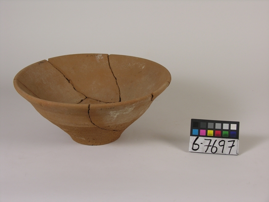 Hearst Museum object 1 of 7 titled Broken bowl, accession number 6-7697, described as Pottery, brown bowl, broken; diameter 28 cm, height 12 cm