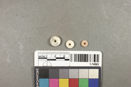 Hearst Museum object titled Beads, accession number 1-74563, described as Stone beads (disc)