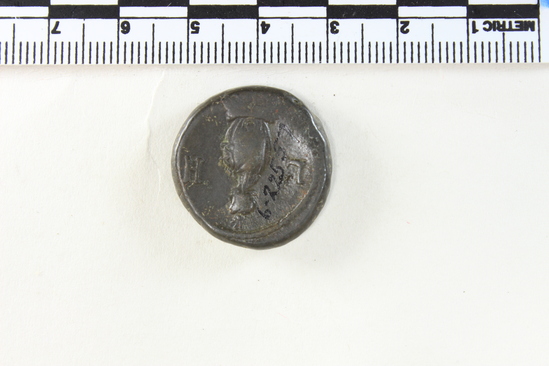 Hearst Museum object 6 of 6 titled Coin: billon tetradrachm, accession number 6-22557, described as Head of Hadrian, r., laureate