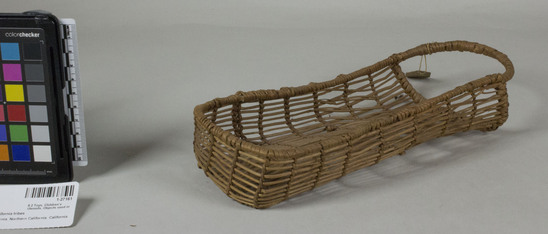 Hearst Museum object 3 of 3 titled Toy cradle, accession number 1-27161, described as Openwork, twine.