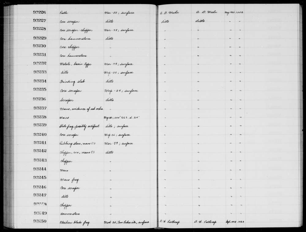 Documentation associated with Hearst Museum object titled Scrapers, accession number 1-93247, described as Core.