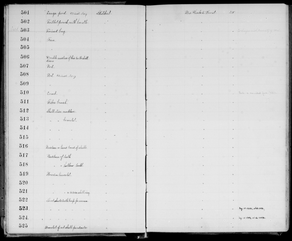 Documentation associated with Hearst Museum object titled Bracelet, accession number 11-513, described as Shell disc bracelet