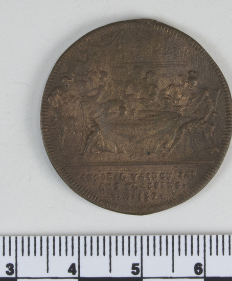 Hearst Museum object titled Medal, accession number 7-2192, described as medal:  AE, Vicotires of Hannibal AR 539