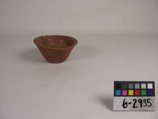 Hearst Museum object titled Bowl, accession number 6-2935, described as Pottery: red bowl inside rim decoration