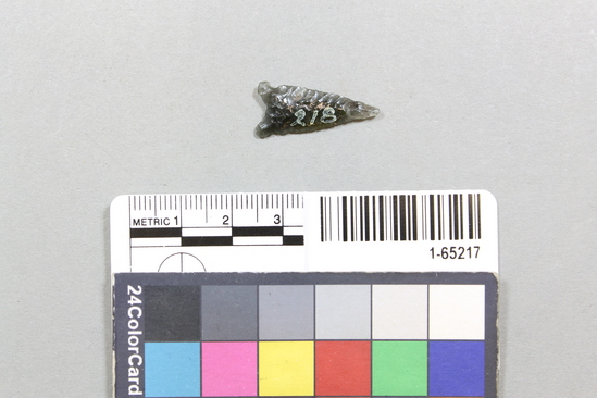 Hearst Museum object titled Point, accession number 1-65217, described as Obsidian. Type NBa-2.