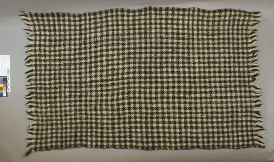 Hearst Museum object titled Scarf, accession number 3-15649, described as Shepherd's wool scarf, black & white check