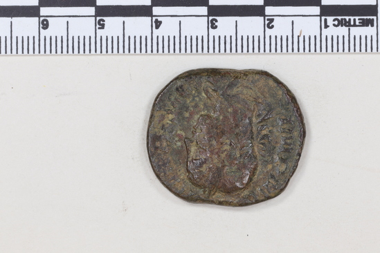 Hearst Museum object 8 of 8 titled Coin: æ sestertius, accession number 8-6355, described as Coin: Sestertius; Æ; Philip I (?) - 15.02 grms. Obverse: IMP MI ... AVG - Bust facing right laureate, draped. Reverse: LIBERTA[LITAS A]VGG - III, SC in exergue - Philip I and II seated facing left on curule chairs, each holding scepter and abacus.