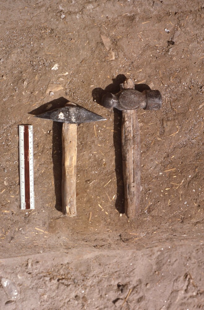 Hearst Museum object titled Color slide, accession number 25-29342, described as 35mm color slide transparency. Tools and workshop alabaster tool room.