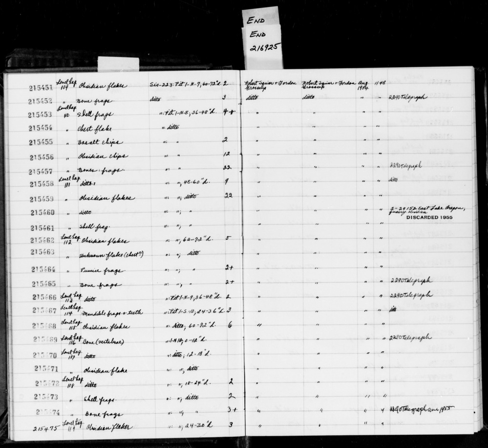 Documentation associated with Hearst Museum object titled Shell fragments, accession number 1-215473, described as Shell fragments